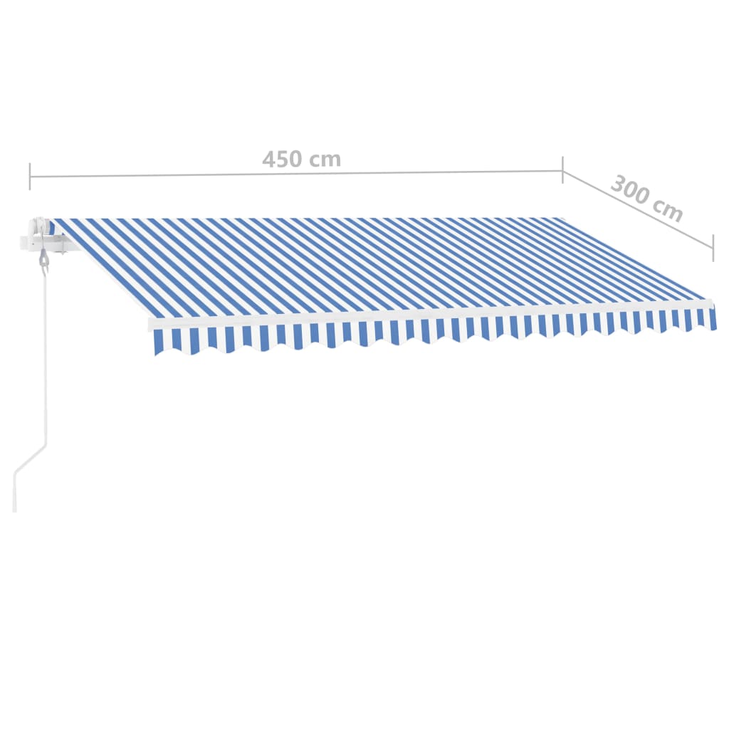 Tenda Automatica con Sensore Vento e LED 450x300 cm Blu Bianca