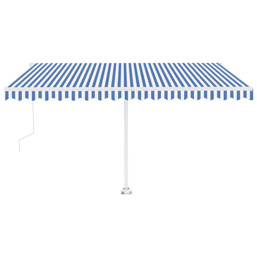 Tenda Automatica con Sensore Vento e LED 450x300 cm Blu Bianca