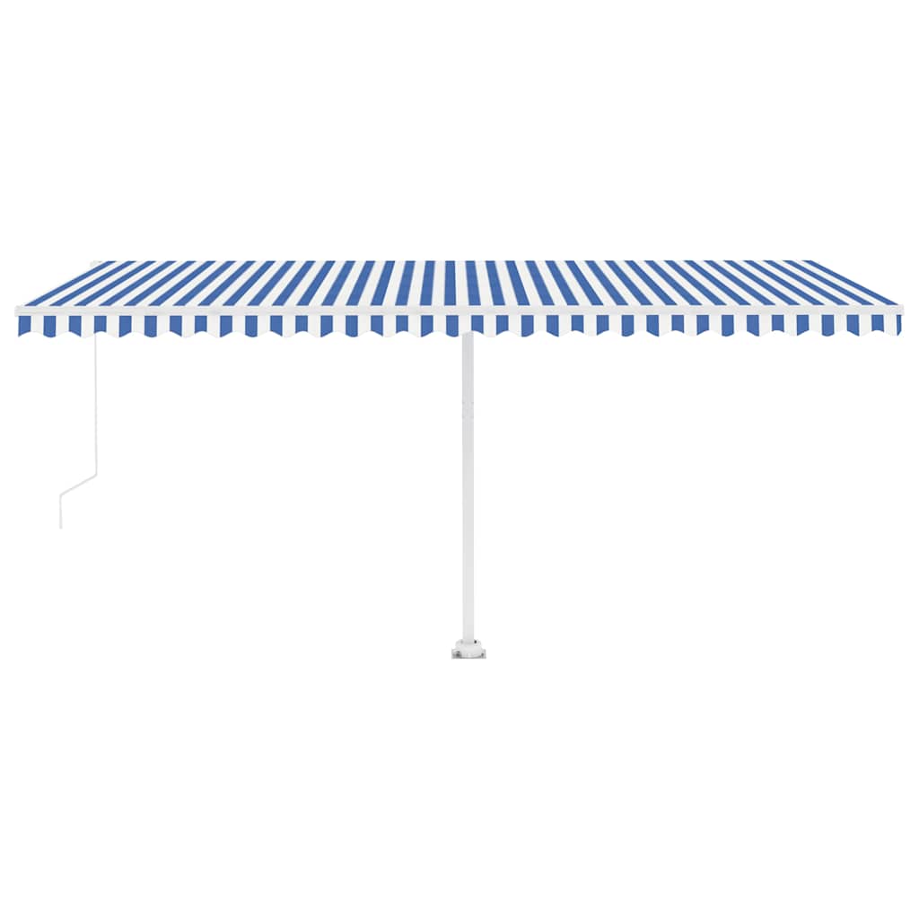 Tenda da Sole Retrattile Manuale con LED 500x300cm Blu e Bianca
