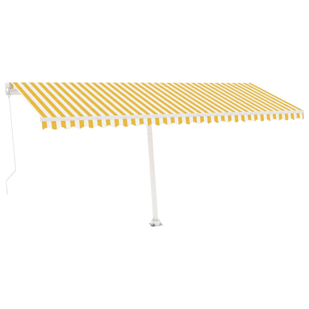Tenda da Sole Retrattile Manuale LED 500x300 cm Gialla Bianca