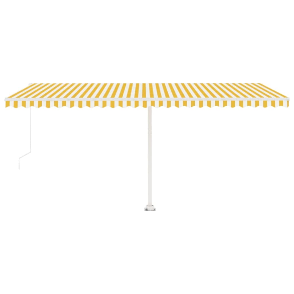 Tenda da Sole Retrattile Manuale LED 500x300 cm Gialla Bianca