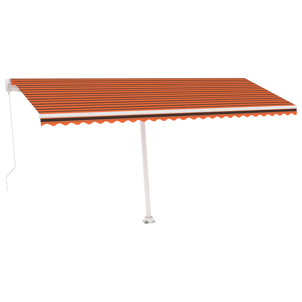 Tenda da Sole Retrattile Manuale LED 500x300 cm Arancio Marrone