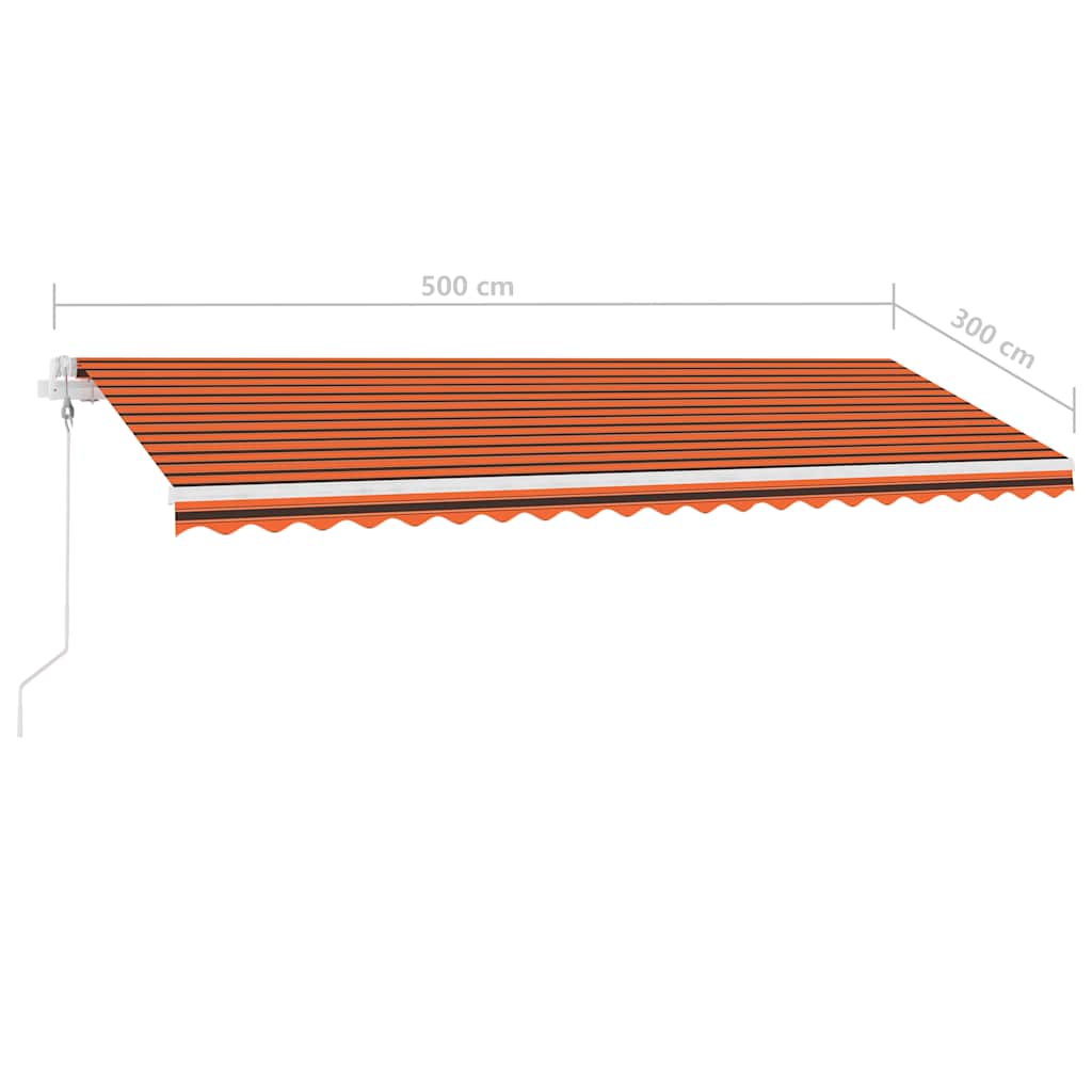 Tenda Automatica Sensore Vento e LED 500x300 cm Arancio Marrone