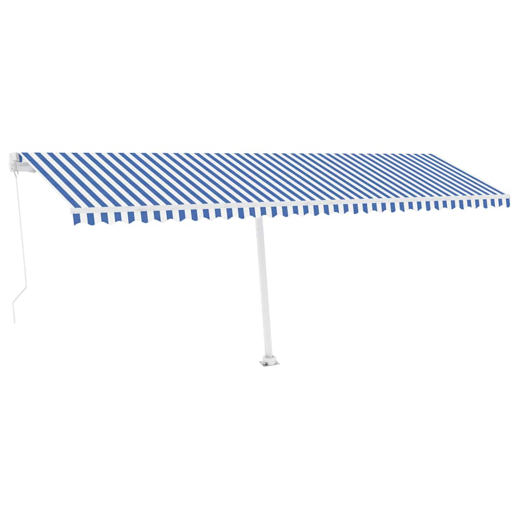 Tenda da Sole Autoportante Manuale 600x300 cm Blu Bianca