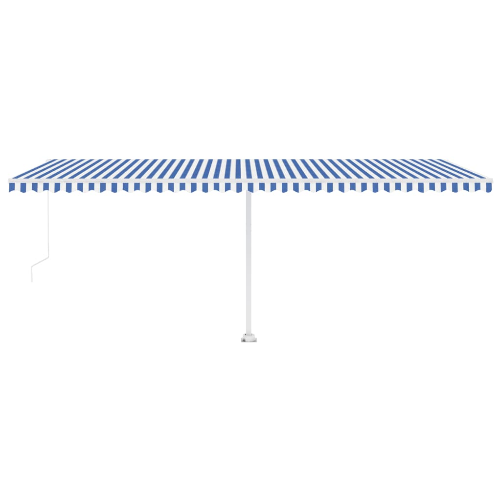 Tenda da Sole Retrattile Manuale con LED 600x300cm Blu e Bianco