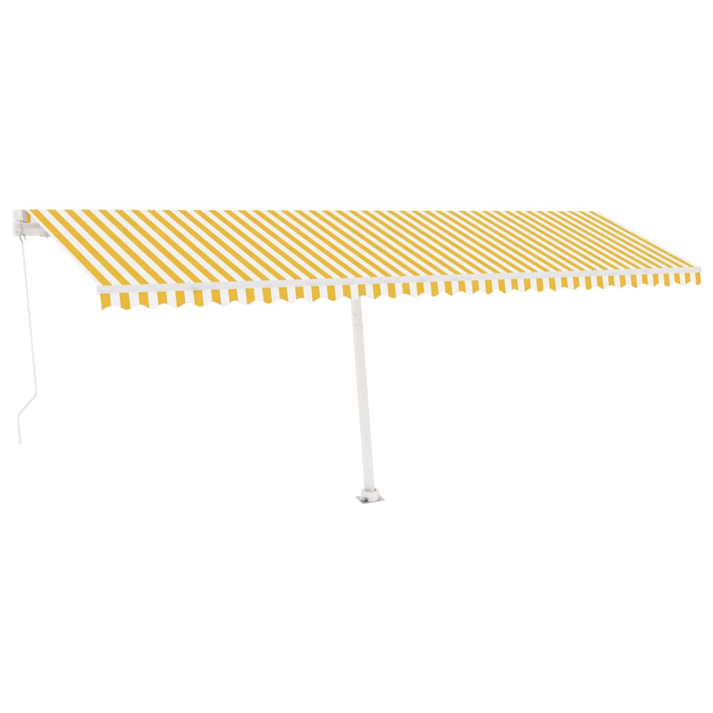 Tenda da Sole Retrattile Manuale e LED 600x300cm Gialla Bianca