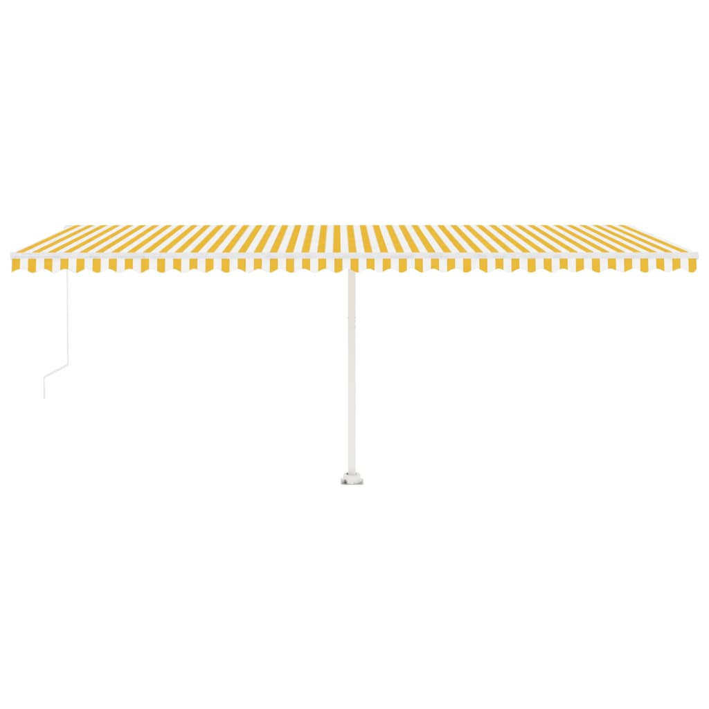 Tenda da Sole Retrattile Manuale e LED 600x300cm Gialla Bianca