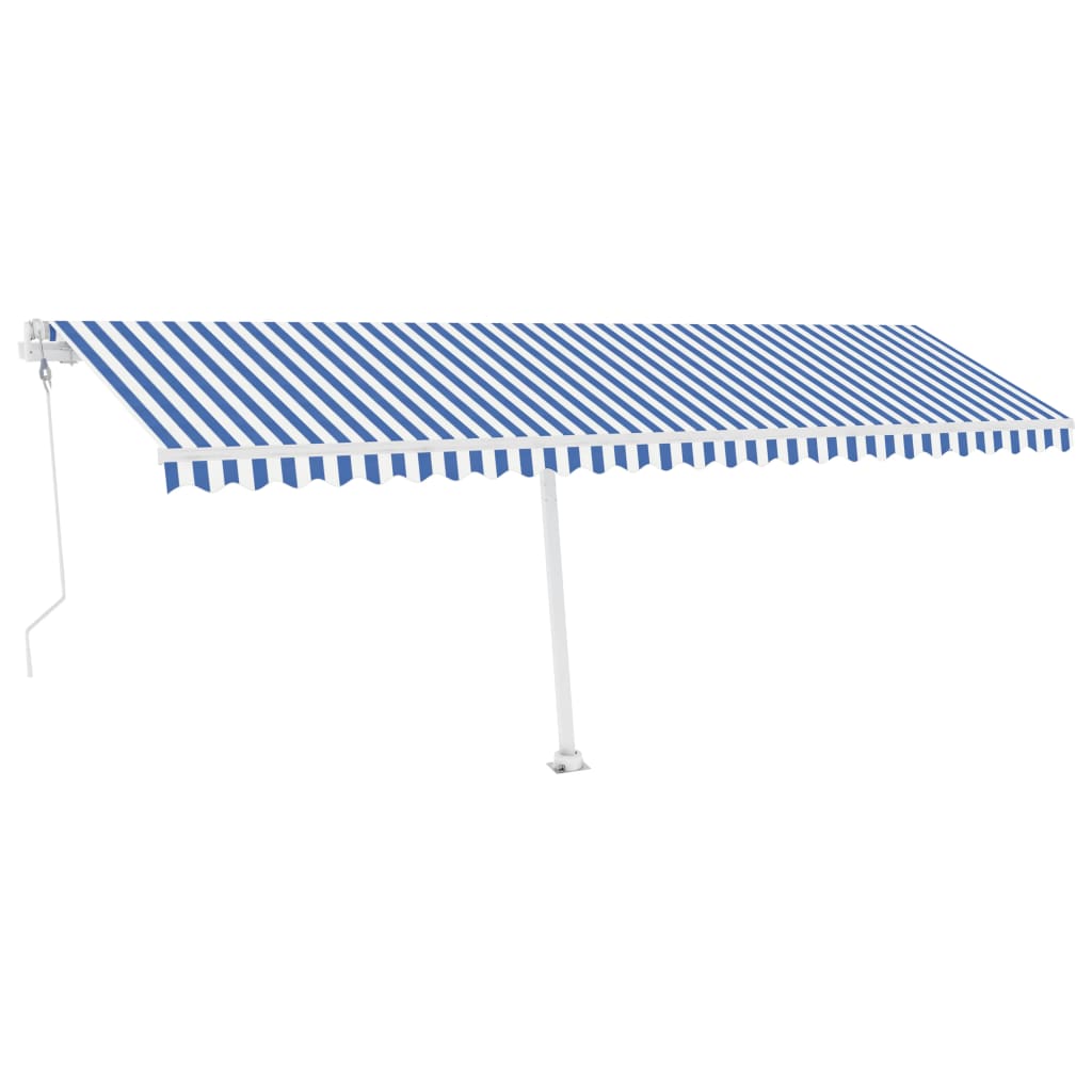 Tenda Automatica con Sensore Vento e LED 600x300 cm Blu Bianca