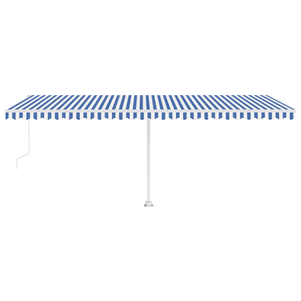 Tenda Automatica con Sensore Vento e LED 600x300 cm Blu Bianca