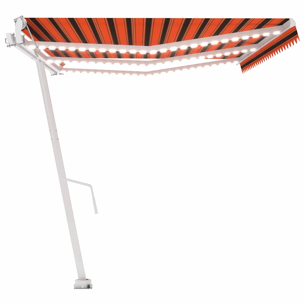 Tenda Automatica Sensore Vento e LED 600x300 cm Arancio Marrone