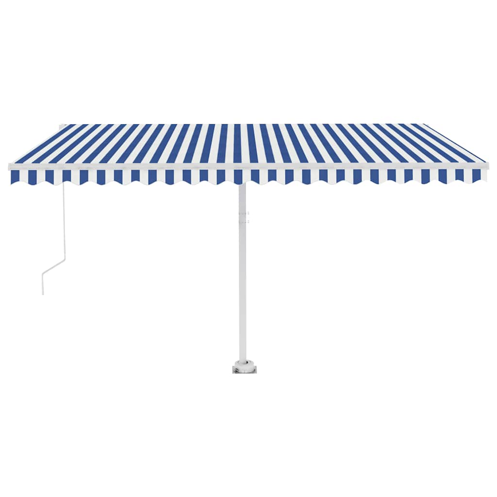 Tenda Retrattile Manuale Autoportante 450x300 cm Blu Bianca