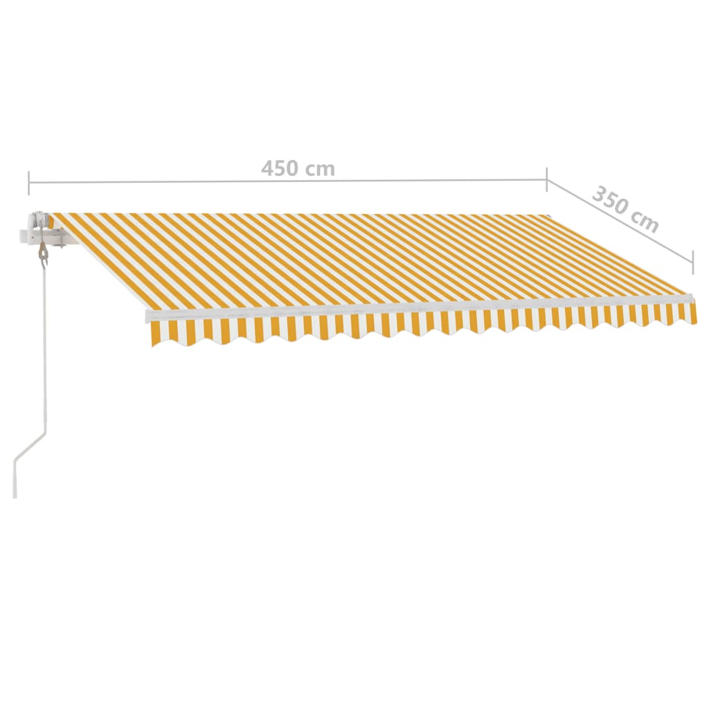 Tenda Automatica Sensore Vento e LED 450x350 cm Gialla Bianca