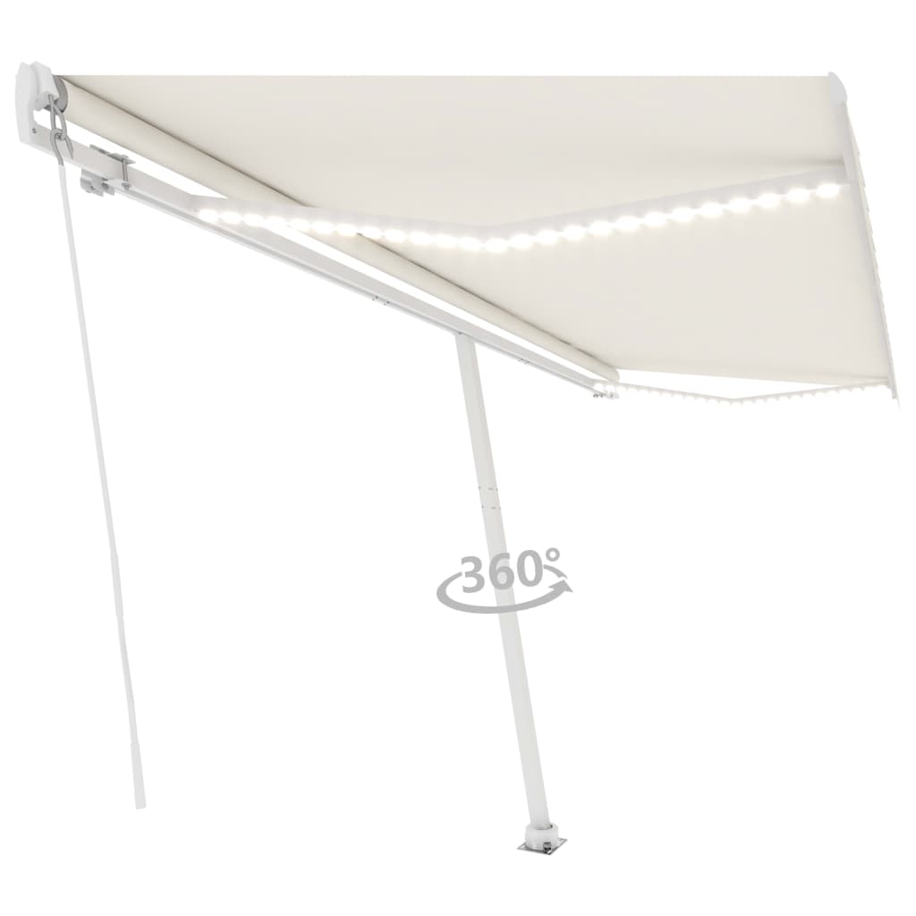 Tenda da Sole Retrattile Manuale LED 500x350 cm Crema