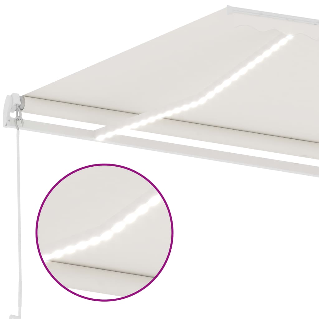 Tenda da Sole Retrattile Manuale LED 500x350 cm Crema