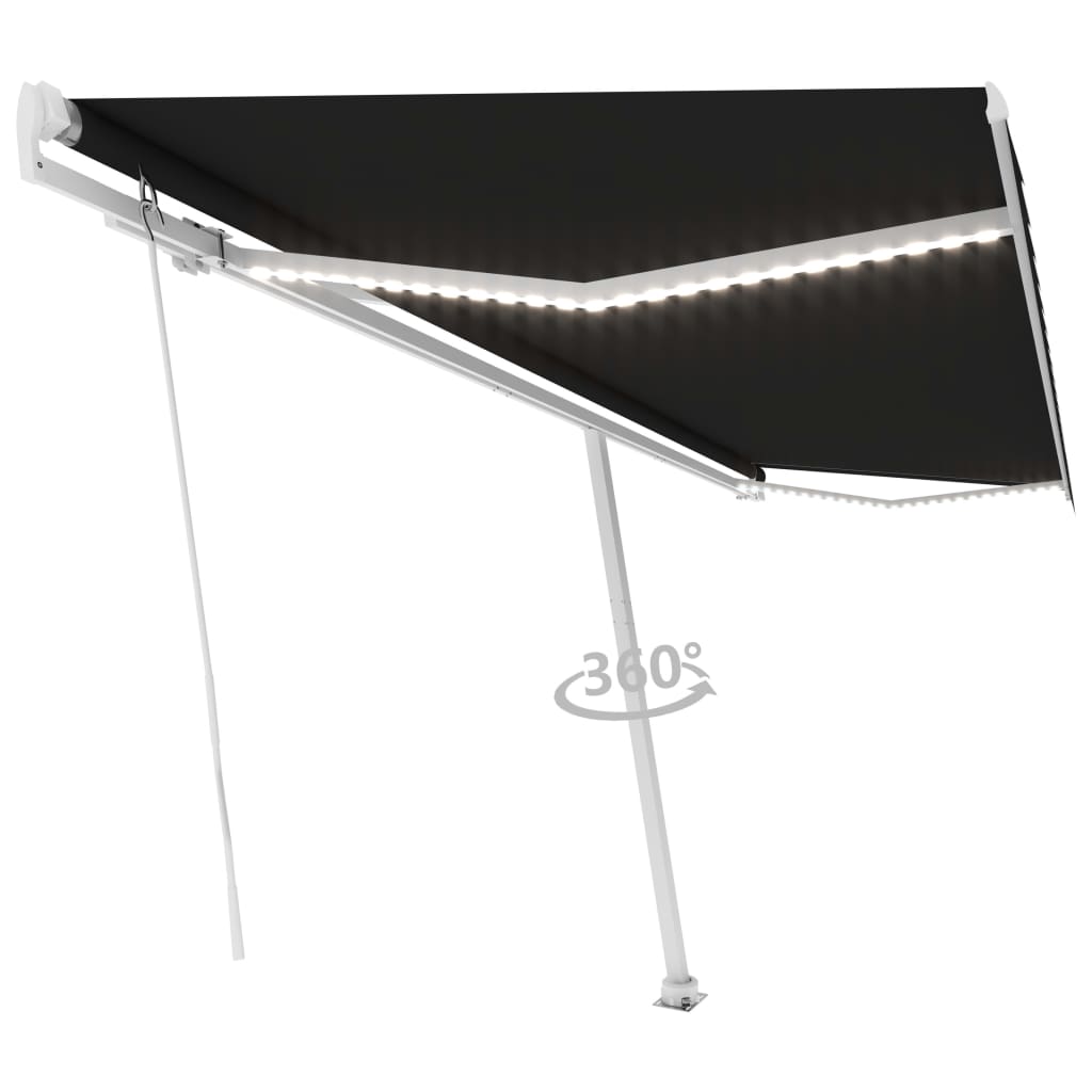 Tenda da Sole Retrattile Manuale con LED 500x350 cm Antracite