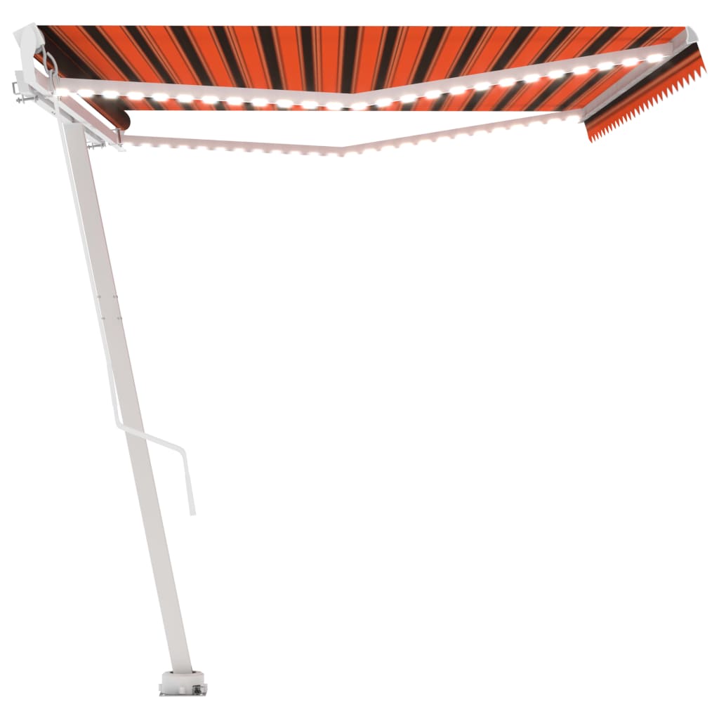 Tenda da Sole Retrattile Manuale LED 500x350 cm Arancio Marrone