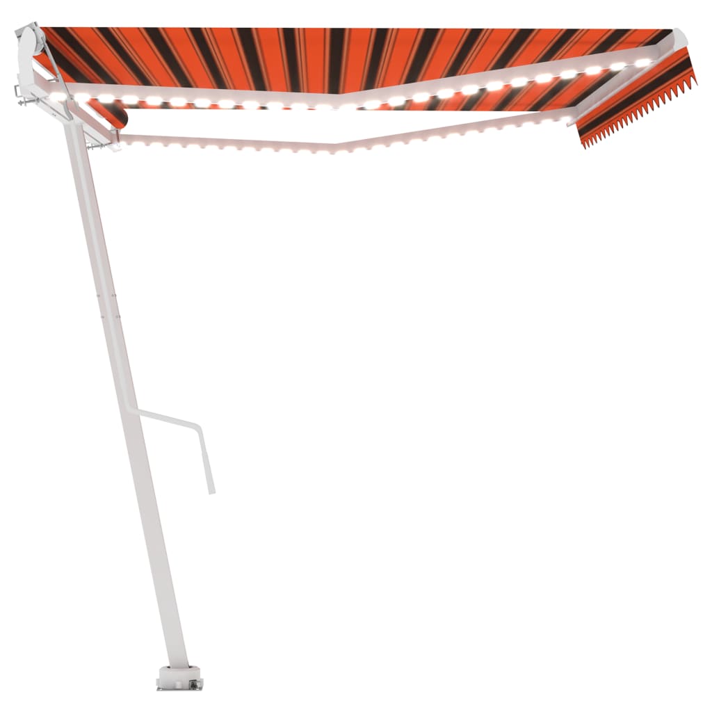 Tenda Automatica Sensore Vento e LED 500x350 cm Arancio Marrone