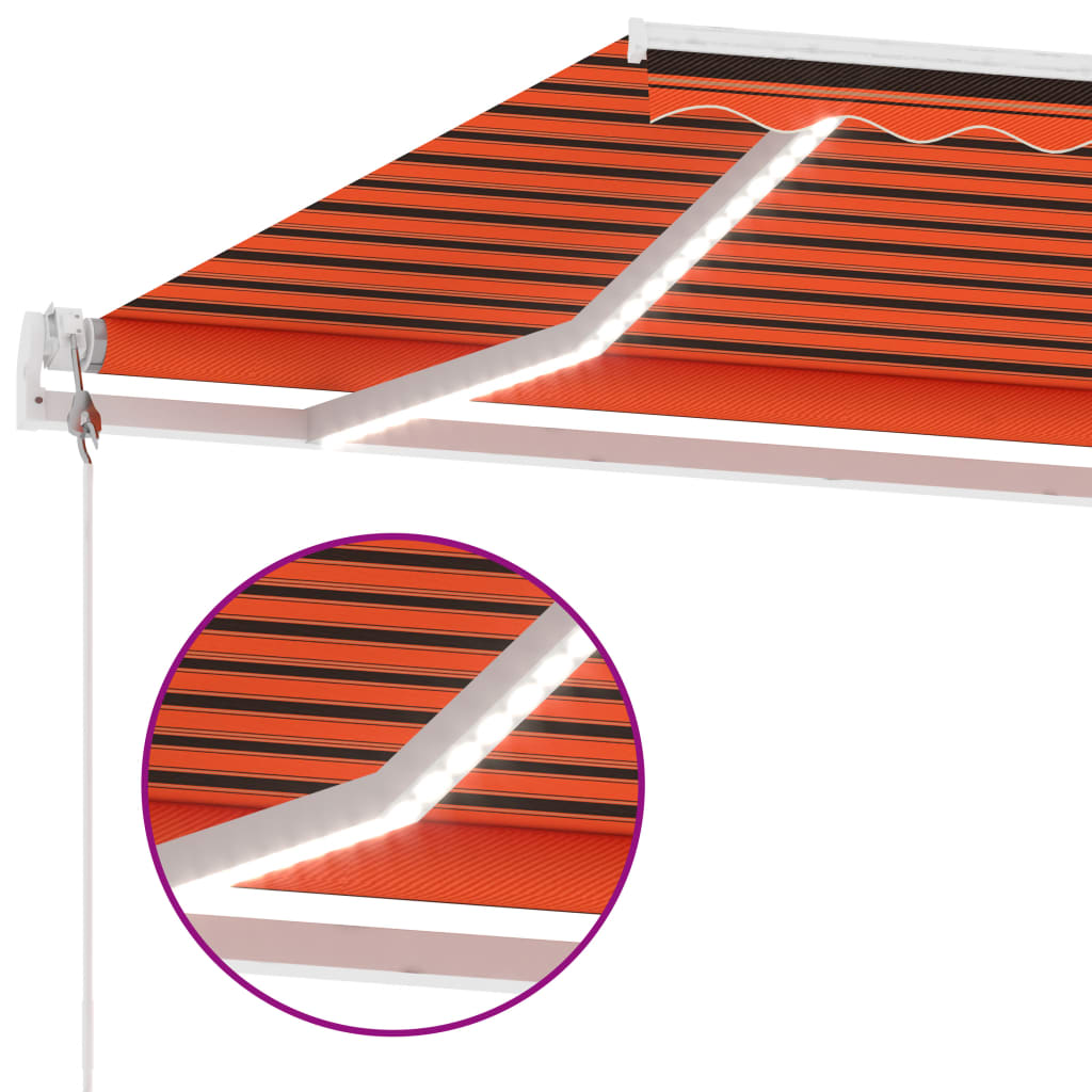 Tenda Automatica Sensore Vento e LED 500x350 cm Arancio Marrone