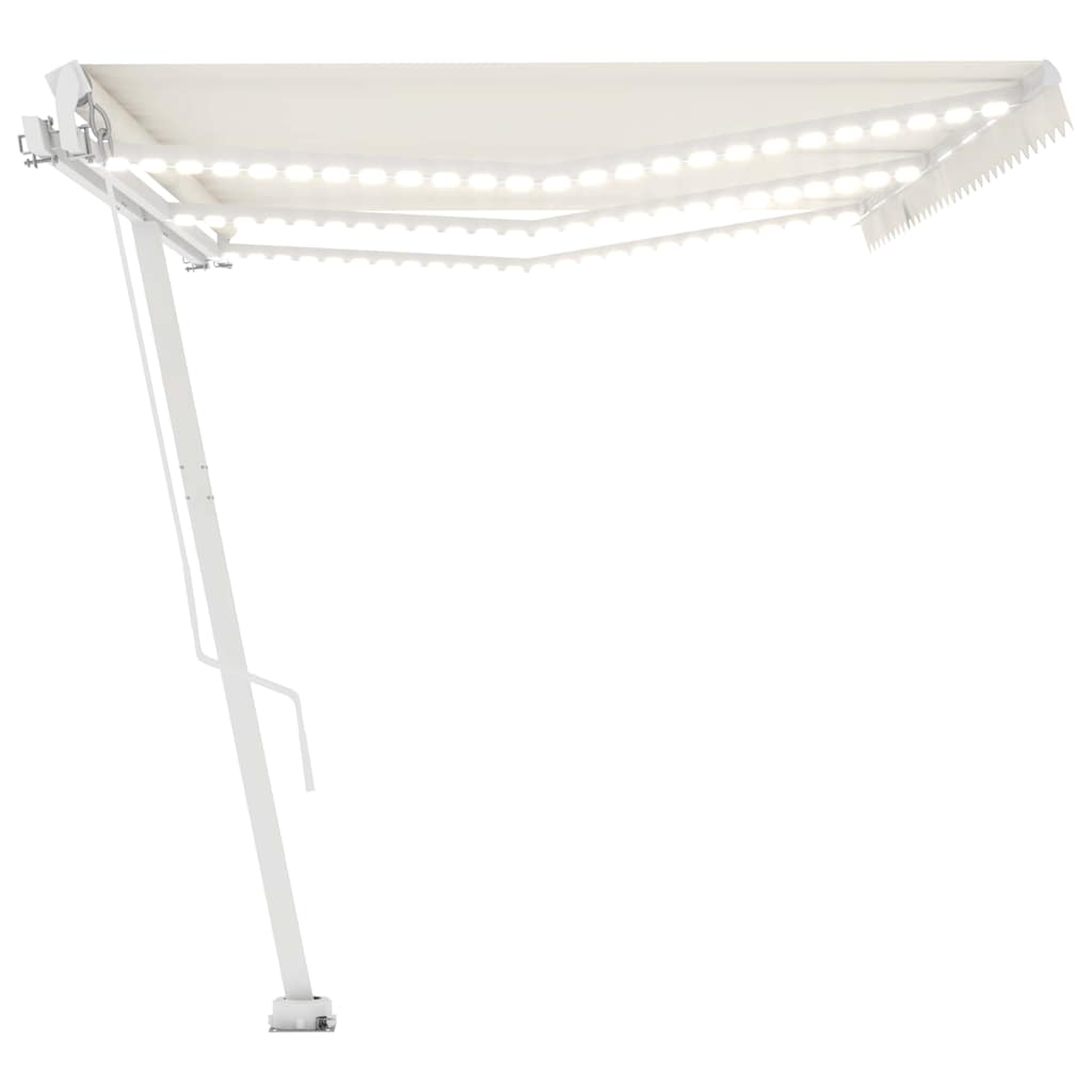 Tenda da Sole Retrattile Manuale con LED 600x350 cm Crema