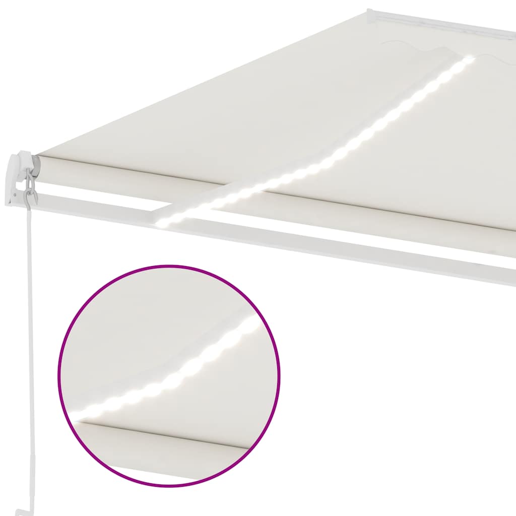 Tenda da Sole Retrattile Manuale con LED 600x350 cm Crema