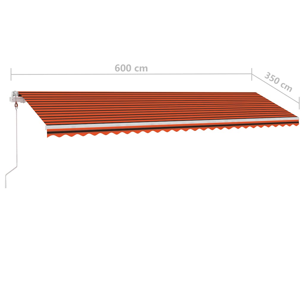 Tenda Automatica Sensore Vento e LED 600x350 cm Arancio Marrone