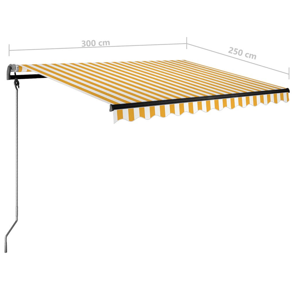Tenda da Sole Manuale Autoportante 300x250 cm Gialla/Bianca