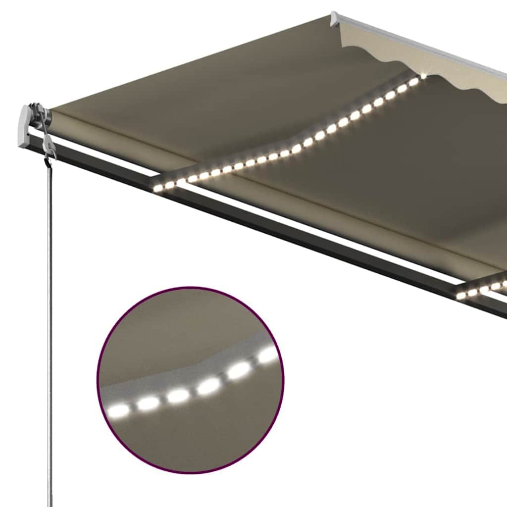 Tenda da Sole Retrattile Manuale con LED 300x250 cm Crema
