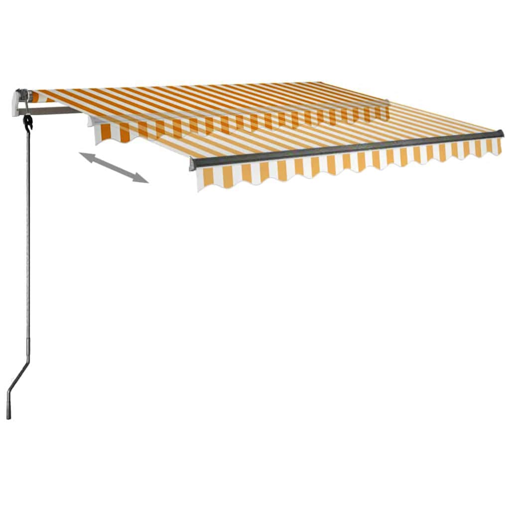 Tenda da Sole Manuale con LED 300x250 cm Gialla e Bianca