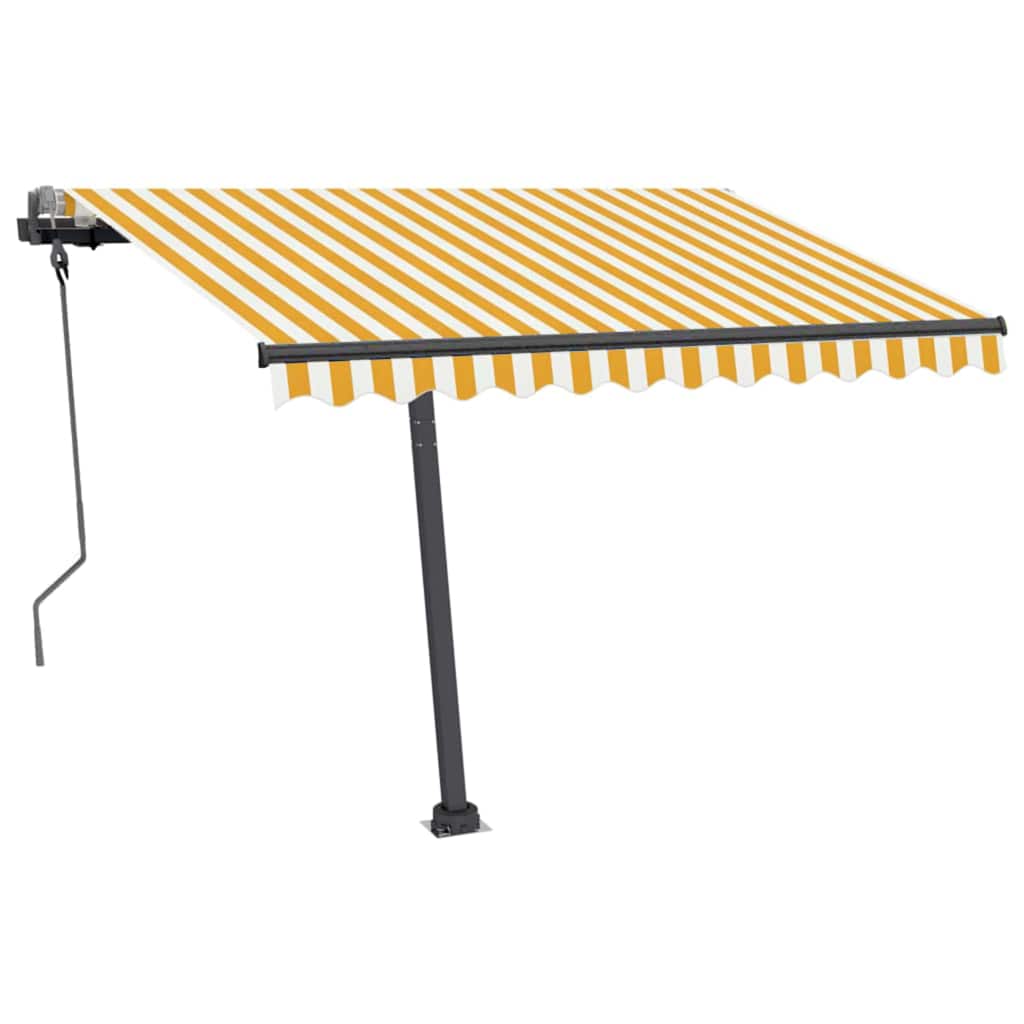 Tenda da Sole Manuale con LED 300x250 cm Gialla e Bianca