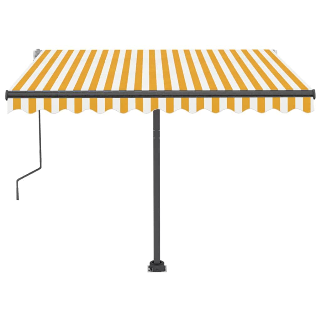 Tenda da Sole Manuale con LED 300x250 cm Gialla e Bianca