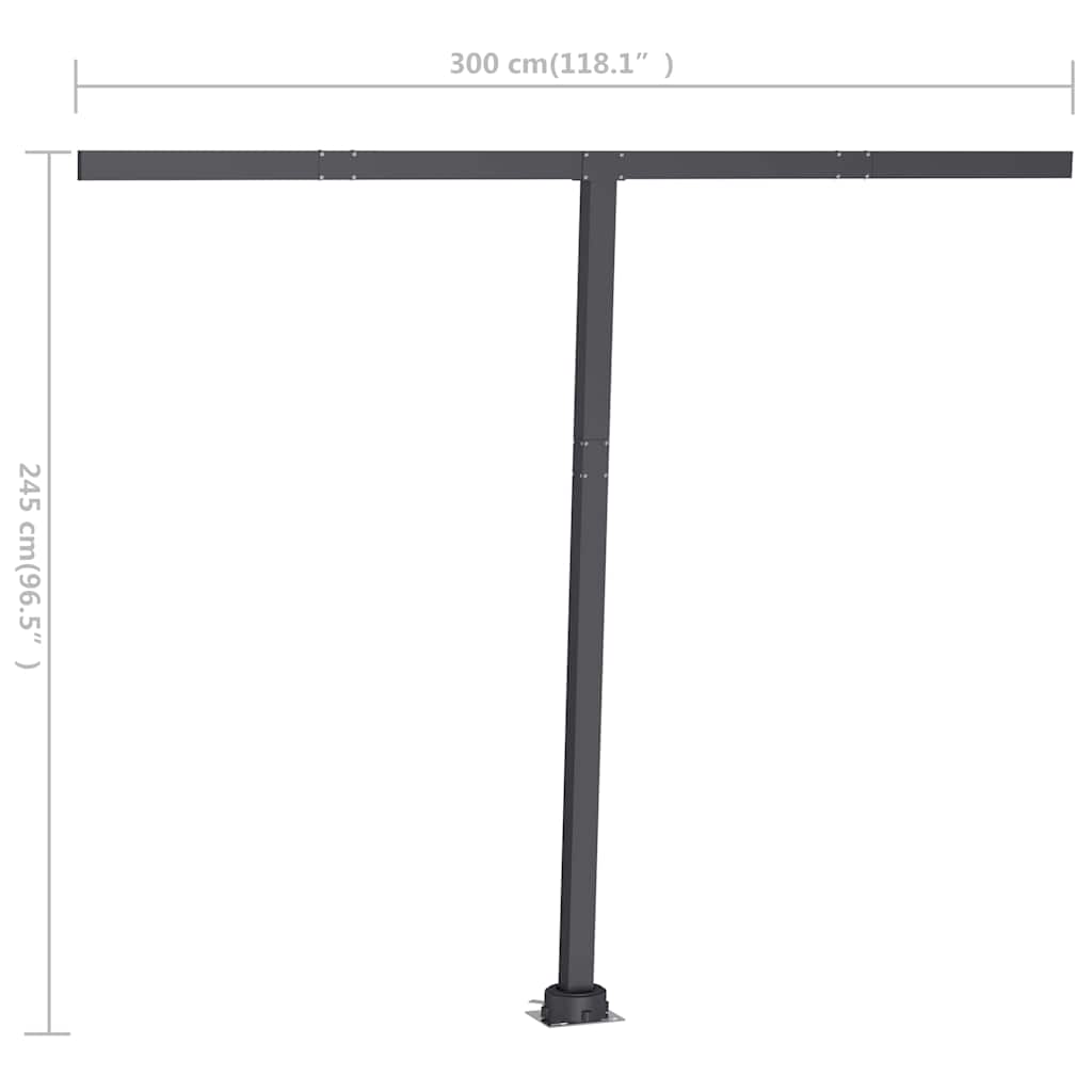 Tenda da Sole Retrattile Manuale con LED 300x250 cm Antracite
