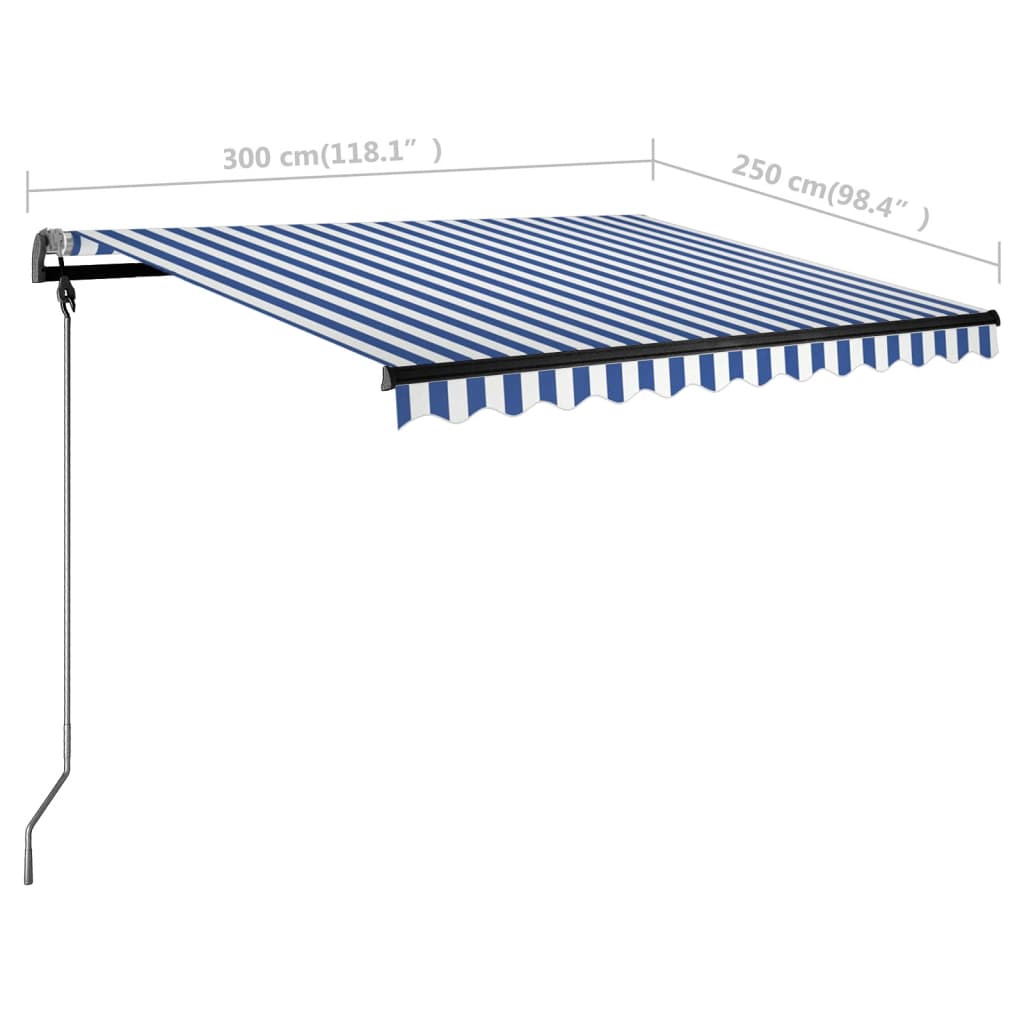 Tenda da Sole Automatica Autoportante 300x250 cm Blu e Bianca