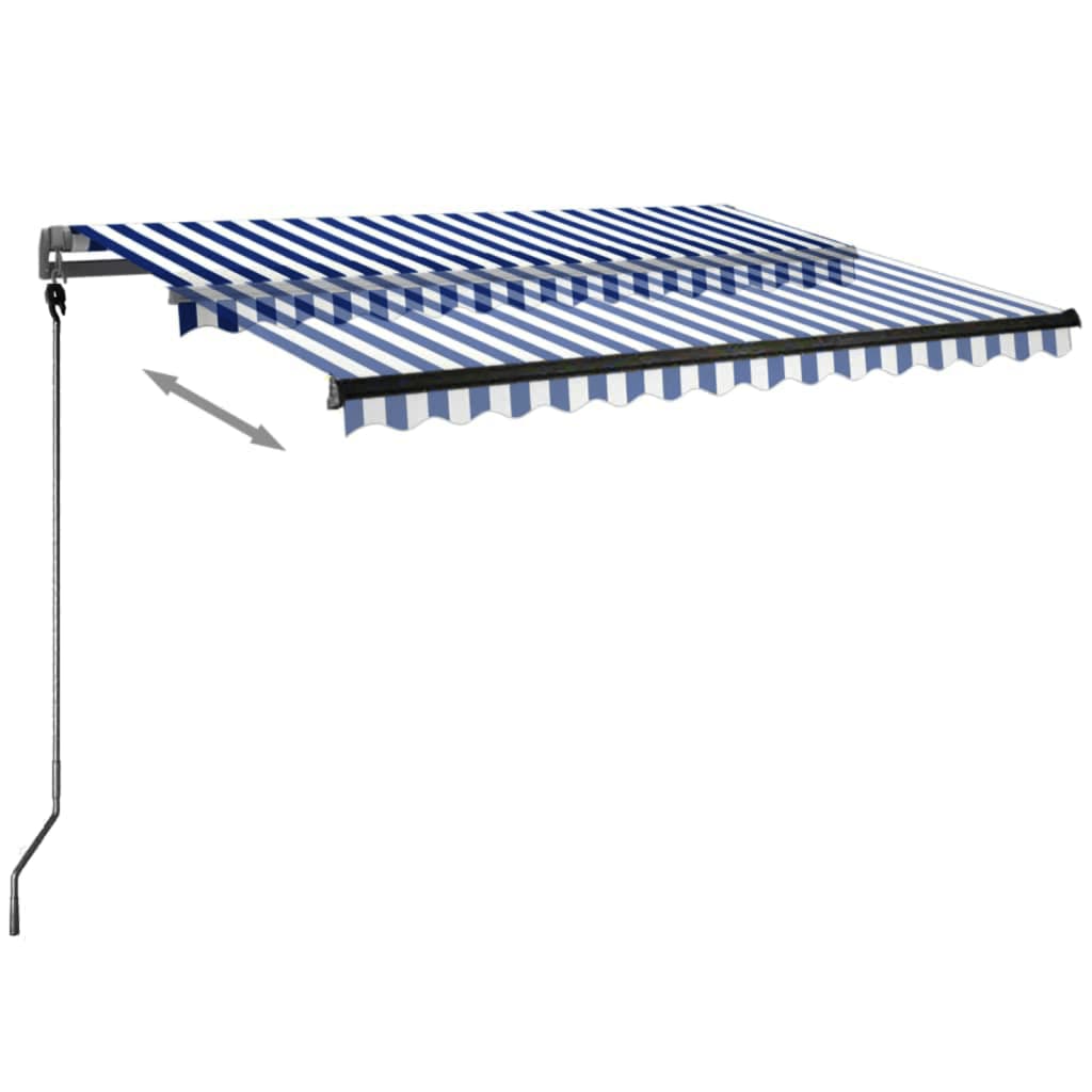 Tenda Automatica con Sensore Vento e LED 300x250 cm Blu Bianca