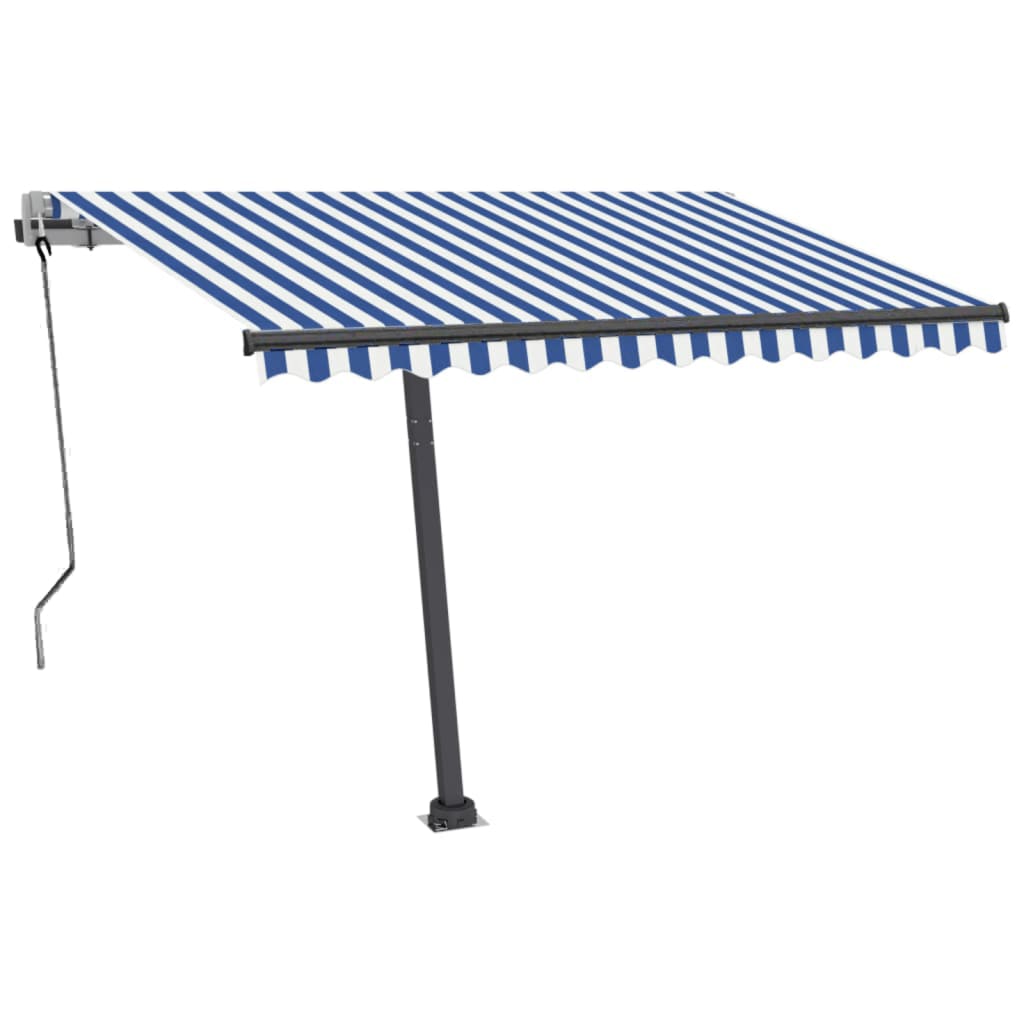 Tenda Automatica con Sensore Vento e LED 300x250 cm Blu Bianca
