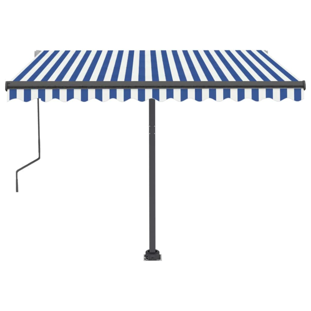Tenda Automatica con Sensore Vento e LED 300x250 cm Blu Bianca