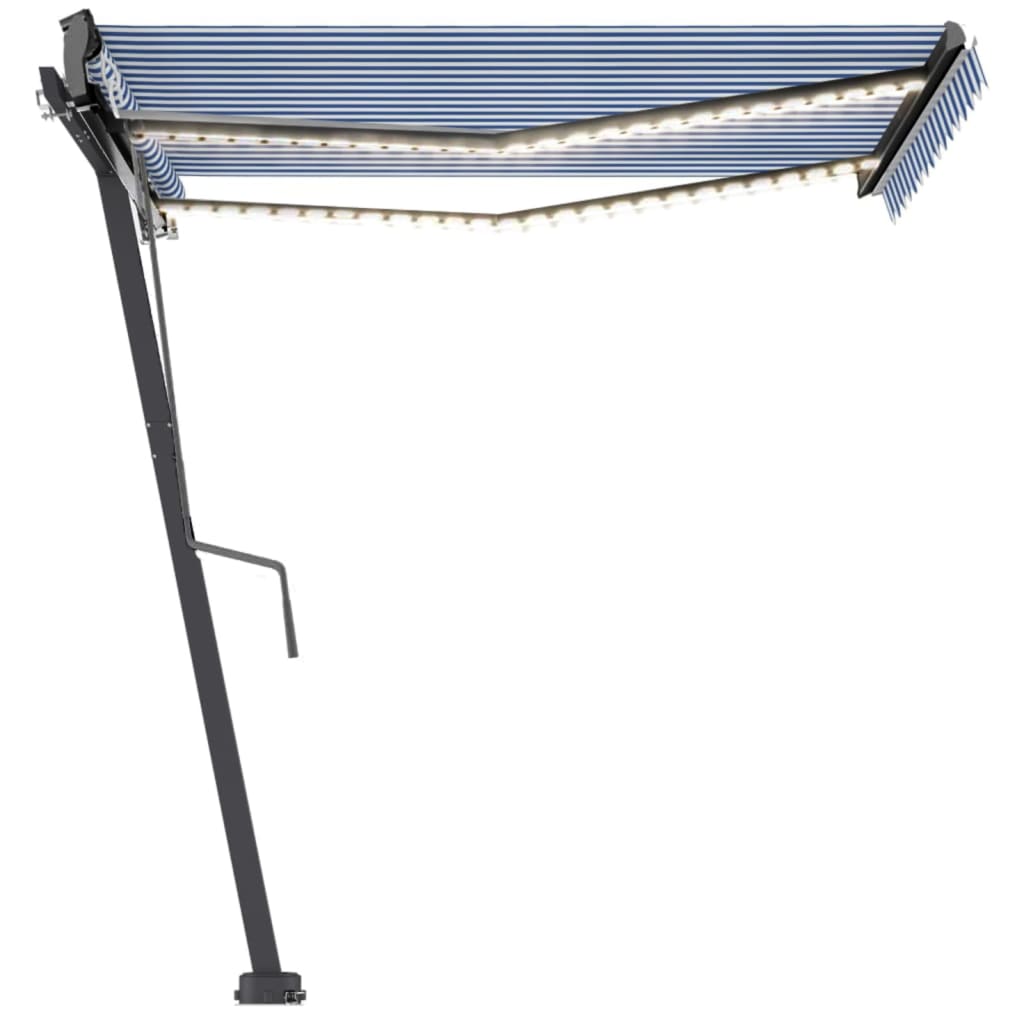 Tenda Automatica con Sensore Vento e LED 300x250 cm Blu Bianca