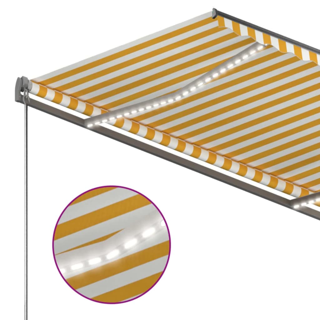 Tenda Automatica con Sensore Vento LED 300x250 cm Gialla Bianca