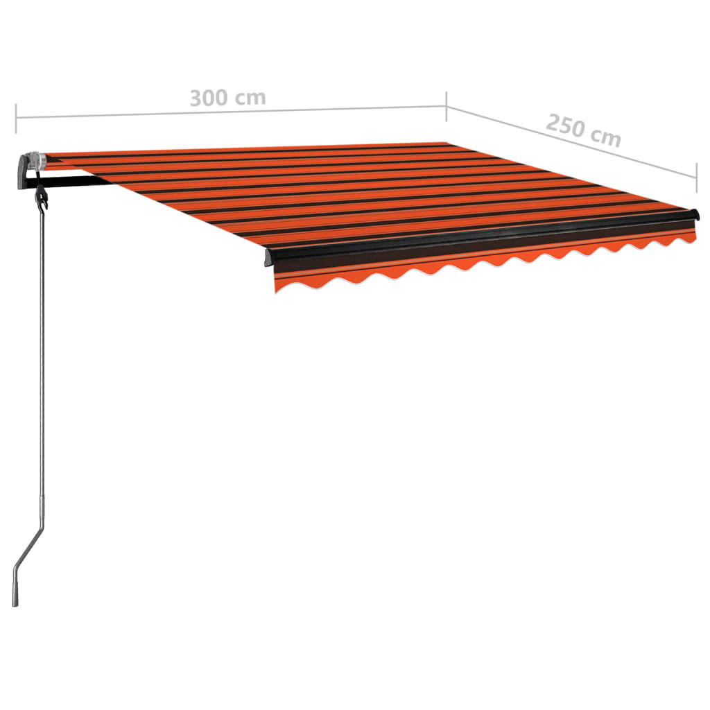Tenda Automatica Sensore Vento e LED 300x250 cm Arancio Marrone