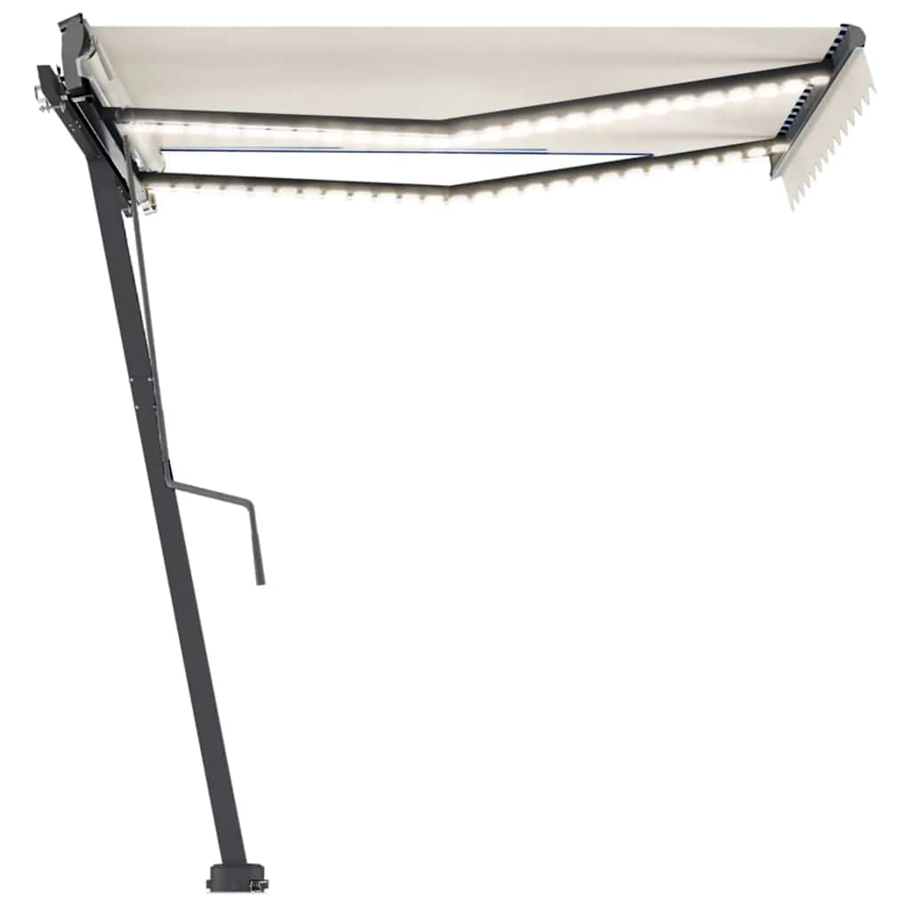 Tenda da Sole Retrattile Manuale con LED 350x250 cm Crema