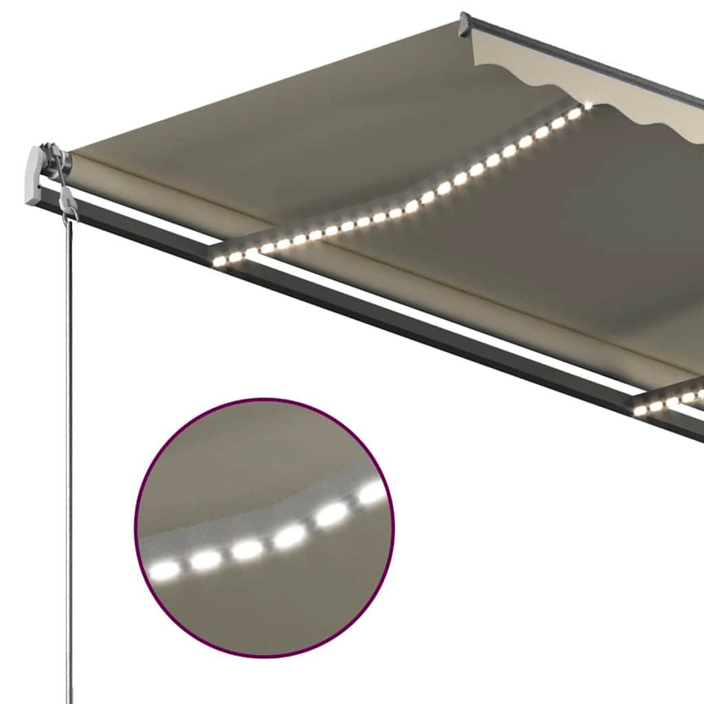 Tenda da Sole Retrattile Manuale con LED 350x250 cm Crema