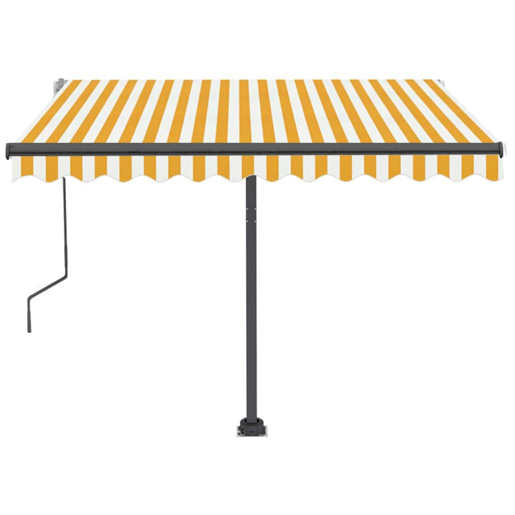 Tenda da Sole Retrattile Manuale LED 350x250 cm Gialla e Bianca