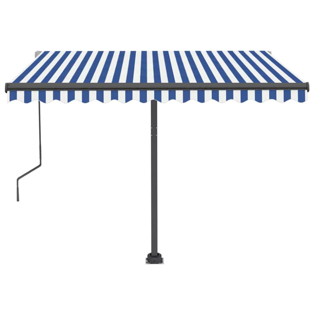 Tenda da Sole Automatica Autoportante 350x250 cm Blu e Bianca