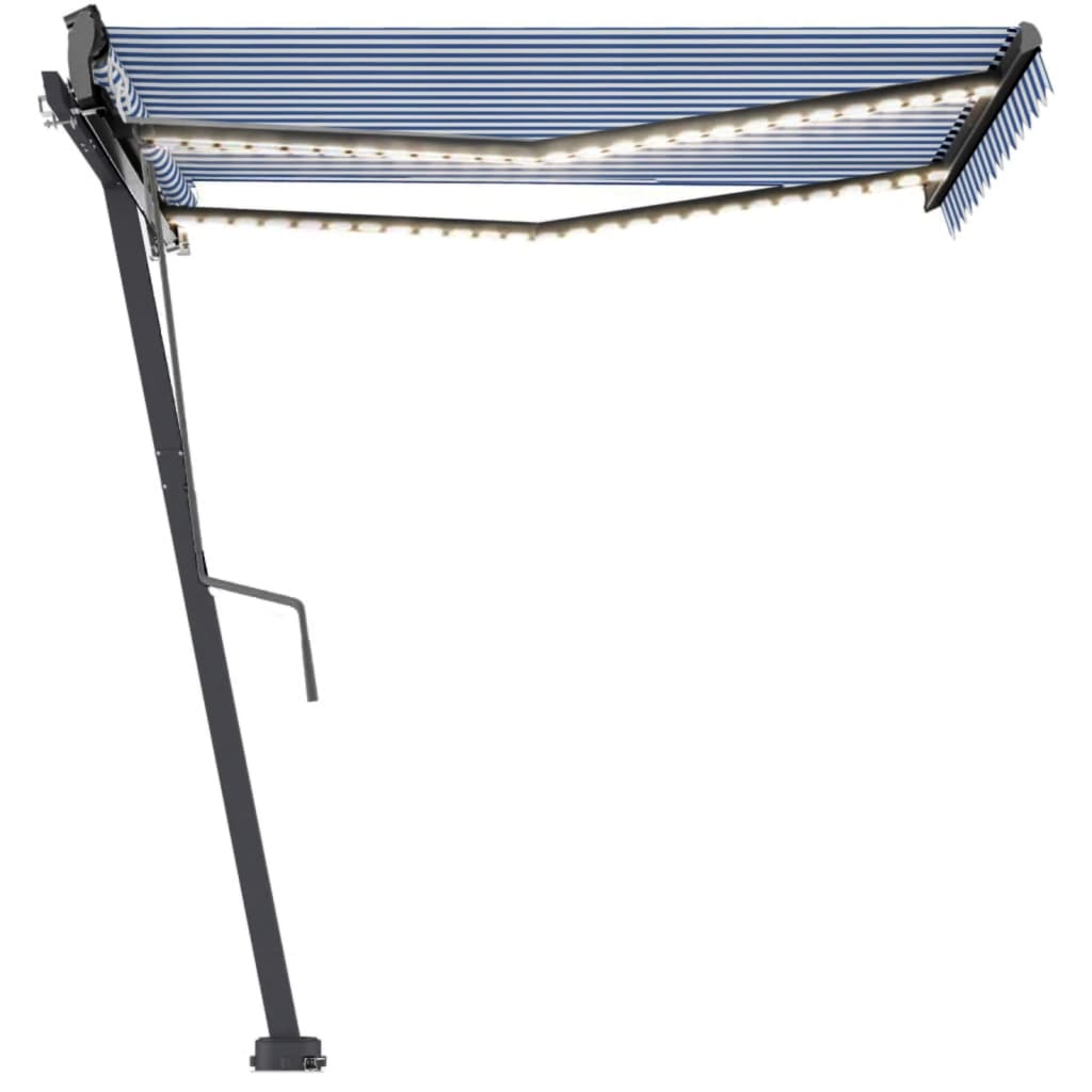 Tenda Automatica con Sensore Vento e LED 350x250 cm Blu Bianca
