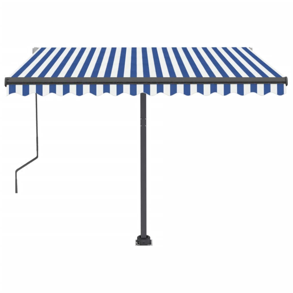 Tenda Automatica con Sensore Vento e LED 350x250 cm Blu Bianca