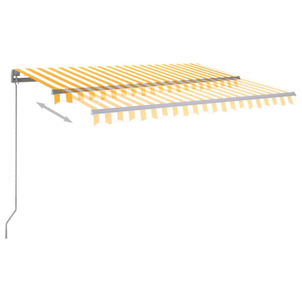 Tenda Automatica Sensore Vento e LED 350x250 cm Gialla Bianca