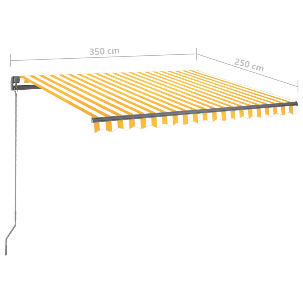 Tenda Automatica Sensore Vento e LED 350x250 cm Gialla Bianca
