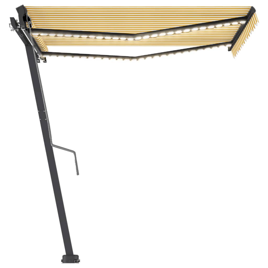 Tenda Automatica Sensore Vento e LED 350x250 cm Gialla Bianca