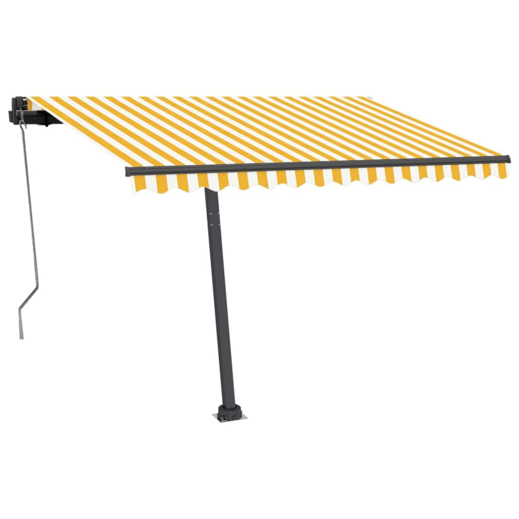 Tenda Automatica Sensore Vento e LED 350x250 cm Gialla Bianca