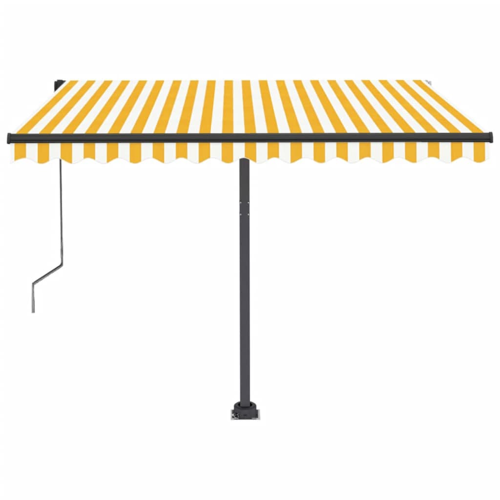 Tenda Automatica Sensore Vento e LED 350x250 cm Gialla Bianca