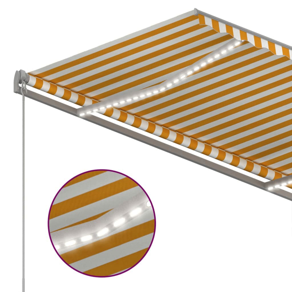 Tenda Automatica Sensore Vento e LED 350x250 cm Gialla Bianca